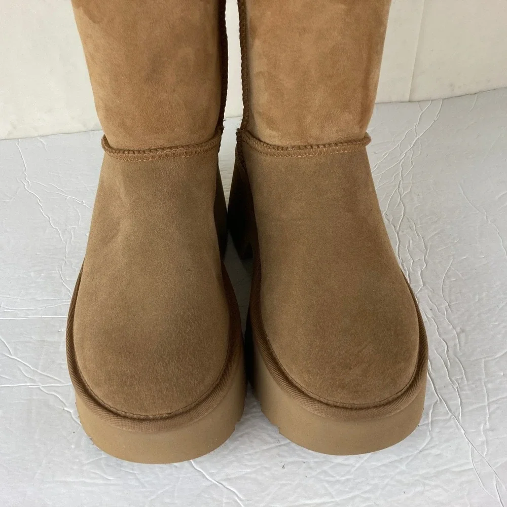 NEW UGG New‎ Heights Tall pr Fold Over Platform Boots Women 8 Suede Leather $260